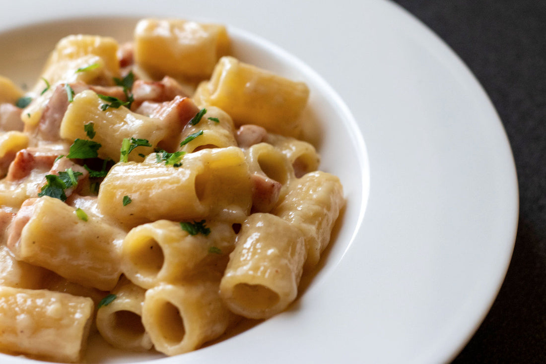 Pâtes à la crème de Fontina Dop, artichauts et Mocetta (Motsetta) - Vallée d'Aoste Gourmande